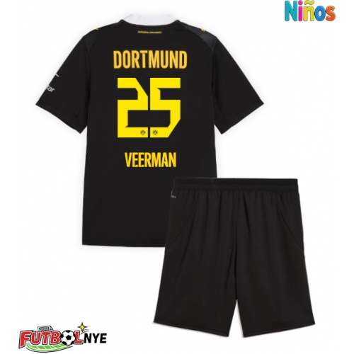 Camiseta Borussia Dortmund Joey Veerman #25 Visitante Equipación para niños 2026-27 manga corta (+ pantalones cortos)